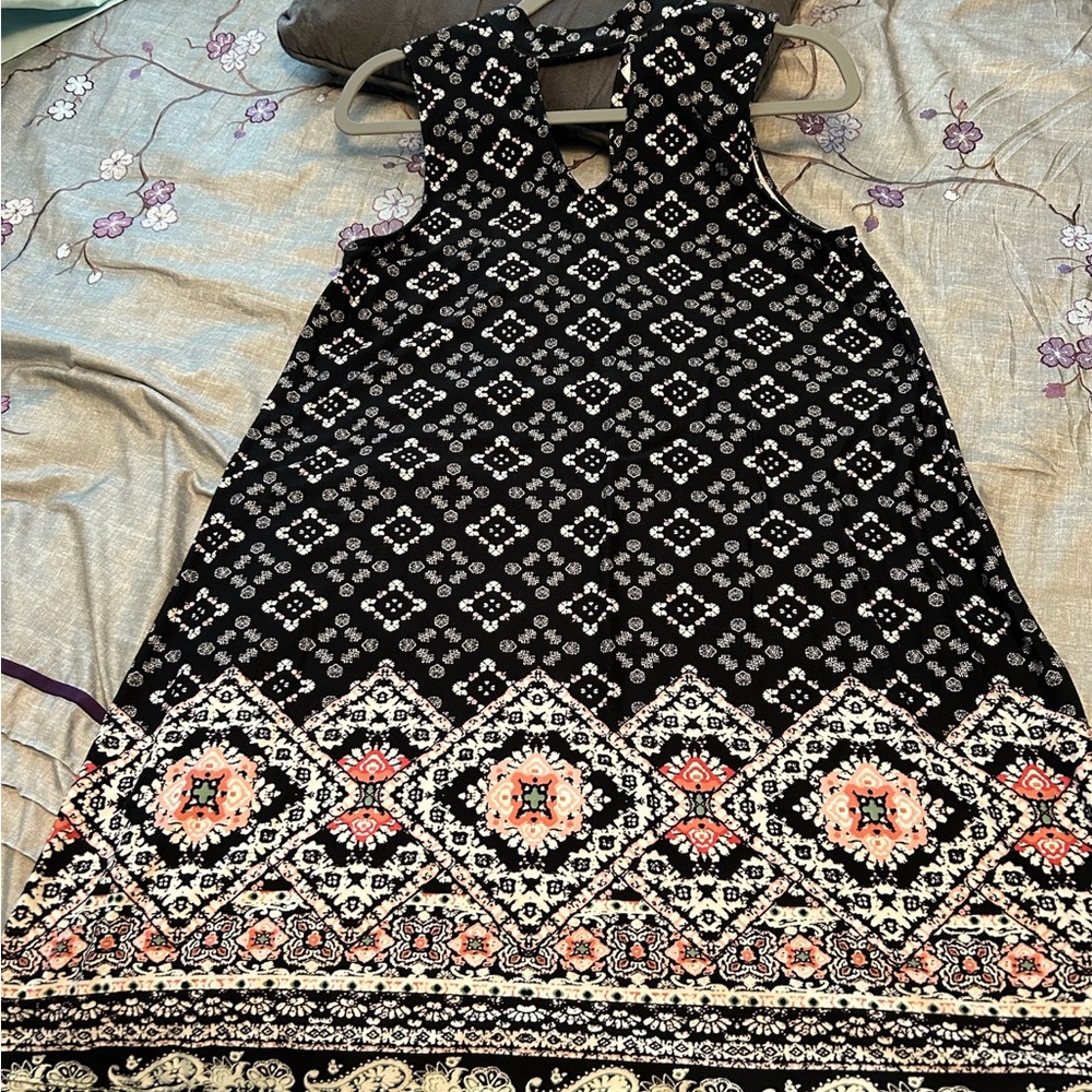No Boundaries Black and White Geometric Mini Dress